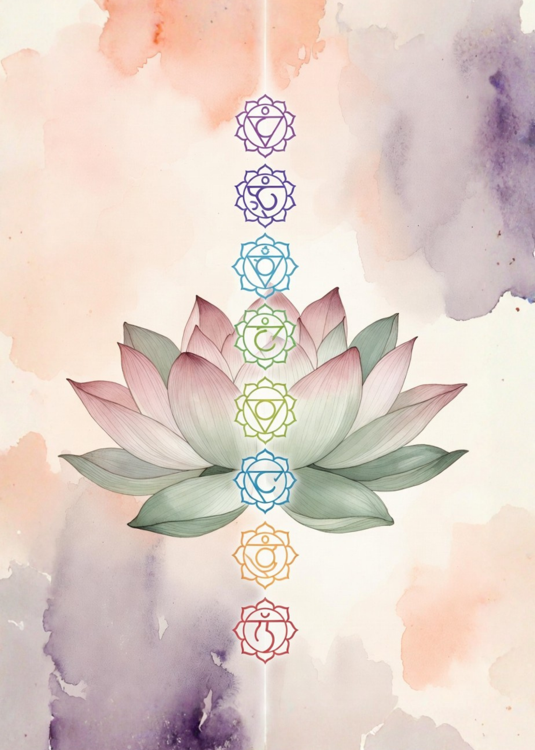 Chakra Lotus watercolor spiral notebook with lotus and chakra design cover