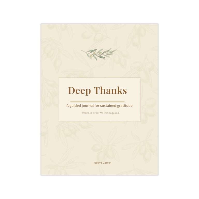 Deep Thanks guided gratitude journal cover, printable daily prompts
