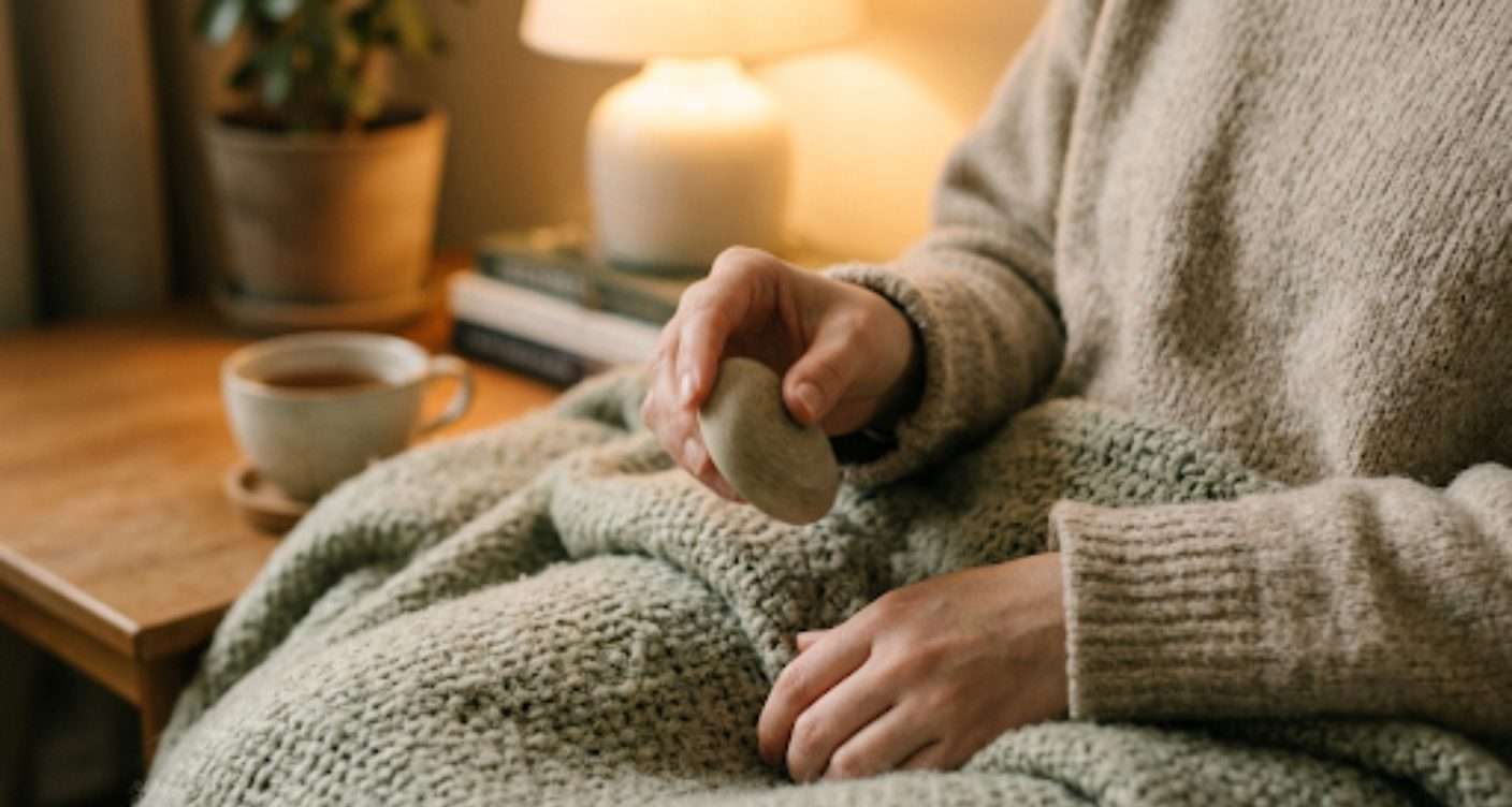 stimming self-regulation — hands rolling a smooth stone for sensory calm
