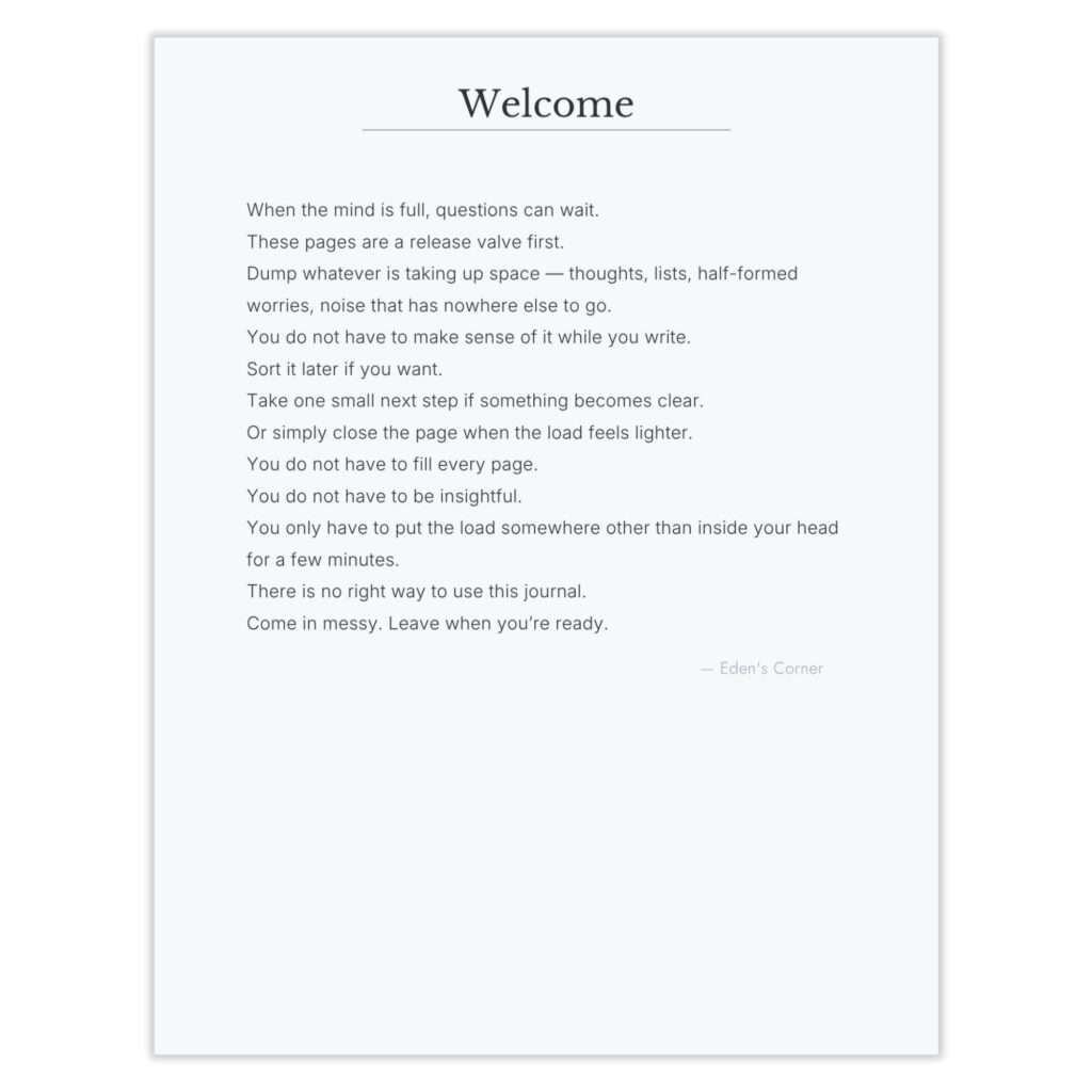 Welcome page explaining Unload as a no-pressure release valve for thoughts, worries, and mental noise.
