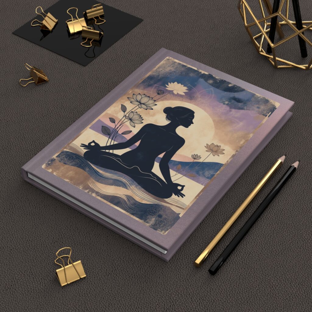 Moonlit Pause Meditation Journal styled for an evening meditation practice