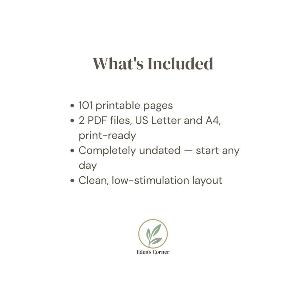 The Clear Page what's included graphic